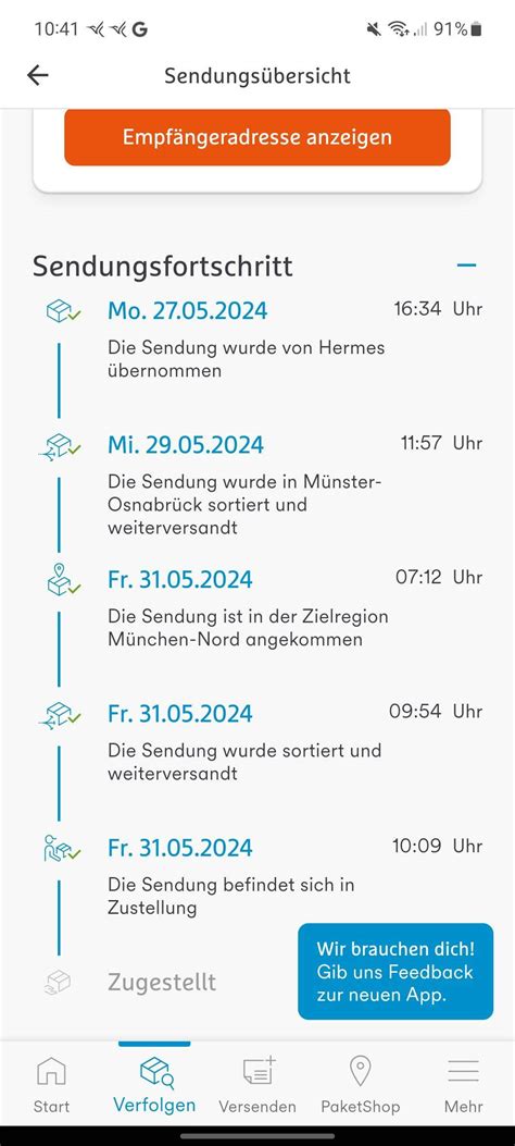 hermes status in zustellung|hermes sendung einrichten.